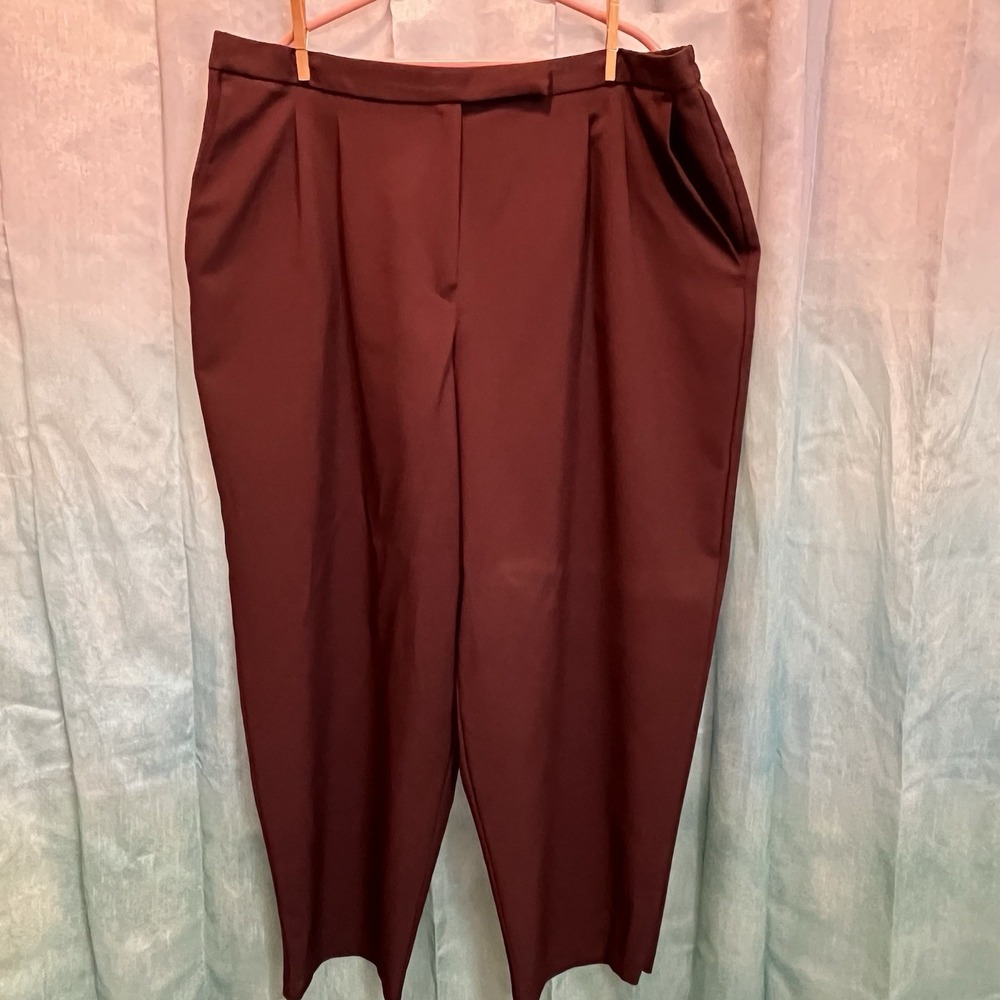 George Woman Pants 22w Petite Dress Pants (seam hole) Deep Burgundy/Brown